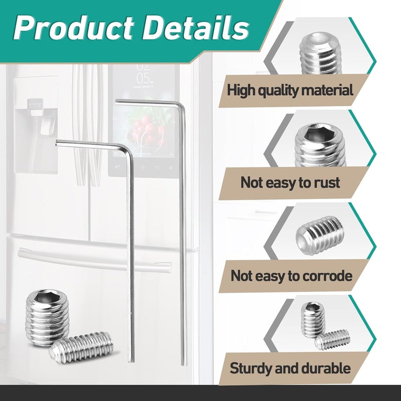 Gfdoso 2 Packs W11366418 Refrigerator Freezer Door Handle Mounting Set Screw Compatible with Most Refrigerators, AM 1-5-1 - EA221008/EA230910 - Equipped with Hex Wrench for Installatio - Image 4